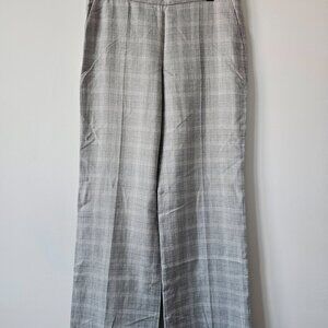 New GIORGIO ARMANI Grey Multi Color Wool Silk Linen Check Pants 46/12 Italy
